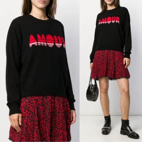 Zadig & Voltaire NWT Gaby Amour Fine-Wool-Cashmere Sweater in Black sz S $458 - Picture 3 of 5